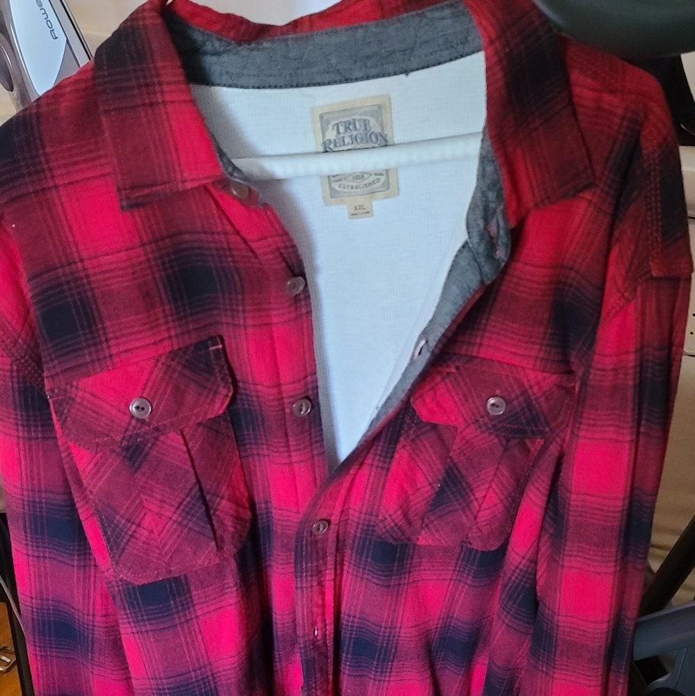 True religion red  plaid shirt - Picture 3 of 3